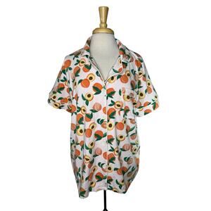 BEDHEAD PJ Peach Print Short Sleeve Pajama Top Size 1X Womens Cotton Jersey